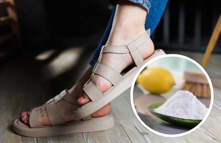 pulire sandali con bicarbonato e limone